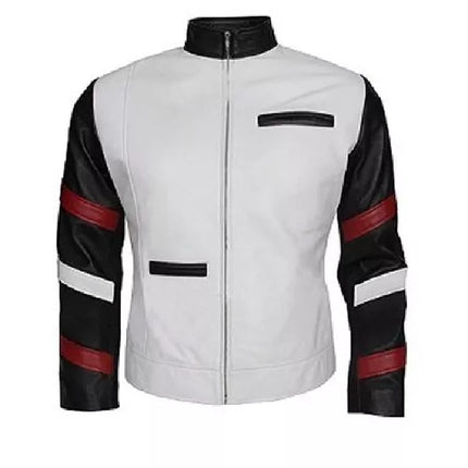 Men Multicolor Leather Slimfit Biker Jacket, Motorcycle Racers Club Jacket
