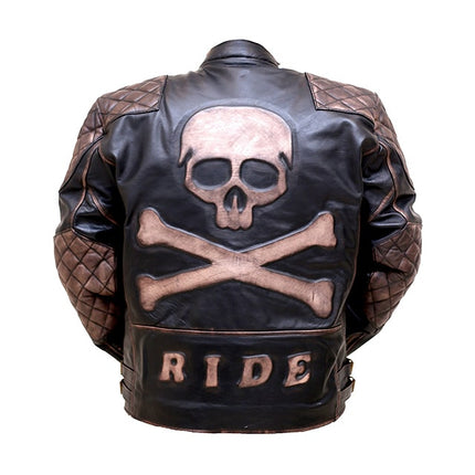 Men Black Leather Biker Jacket, Racers Club Motorcycle Leather Jacket