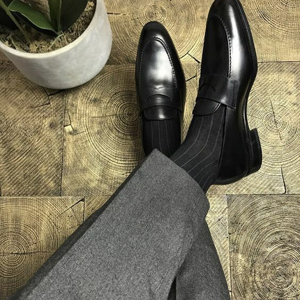 Handmade Mens Black leather moccasins, penny loafer shoes for men, formal shoes