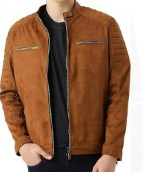 Handmade Men Brown Suede Biker Jacket, Motorcycle Jacket For Men