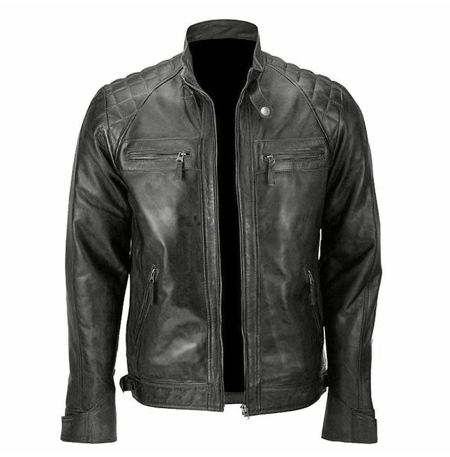 Men Black Leather Fashion Jacket, Biker Jackets, Moto Riding Racer Jackets