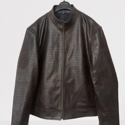 Men Alligator Textured Leather Biker Jacket, Textured Leather Fashion Leather Jackets