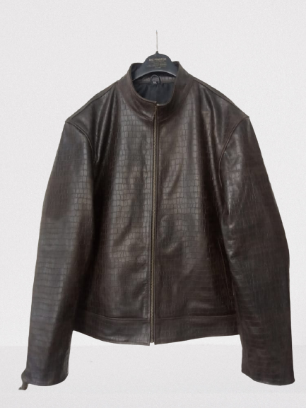Men Alligator Textured Leather Biker Jacket, Textured Leather Fashion Leather Jackets