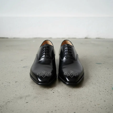 Handmade men black leather brogue office shoes, Lace Up Dress shoes for mens