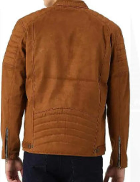 Handmade Men Brown Suede Biker Jacket, Motorcycle Jacket For Men