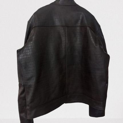 Men Alligator Textured Leather Biker Jacket, Textured Leather Fashion Leather Jackets