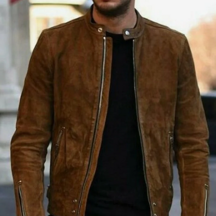 Handmade men’s Brown suede jacket, moto Biker Style jacket For Men
