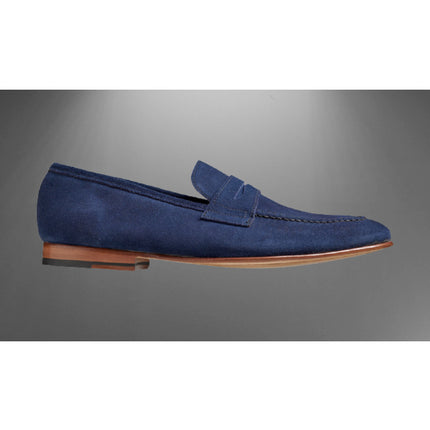Handmade Men Blue Suede Leather Casual Party Slip on Shoes, Loafer Shoes