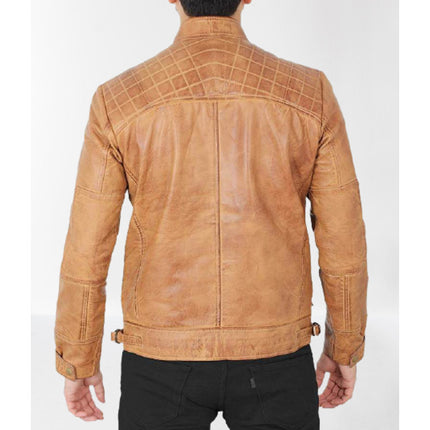 Men Tan Leather Fashion Jacket, Biker/ Racer Jackets, Leather Apparel