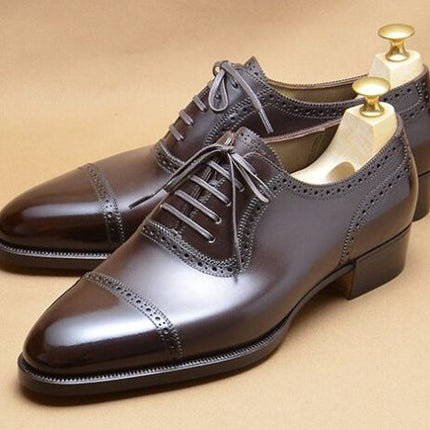 Men Brown Leather Handmade Formal Dress Shoes, Oxford Shoes, Business Shoes
