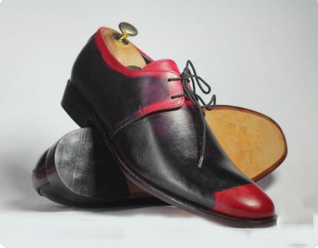New Black And Red Derby Lace Up Formal Dress Shoes For Men’s, Leather Shoes, Business Shoes
