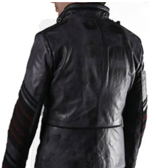 Men’s Handmade Leather Jacket, Black Military Style Leather Jacket