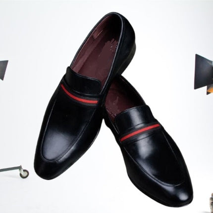 Handmade Men Black Leather Moccasin Slip on Shoes, Black Loafers