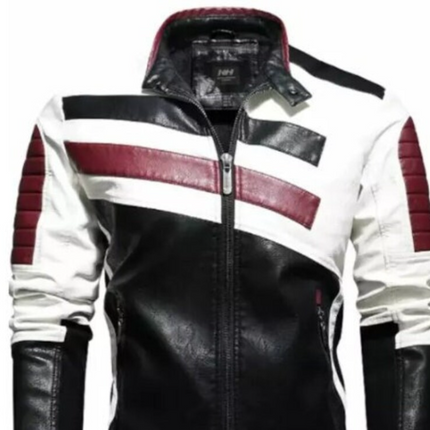 Handmade Men Multi Color Leather Fashion Jackets, Men Striped Leather Jacket