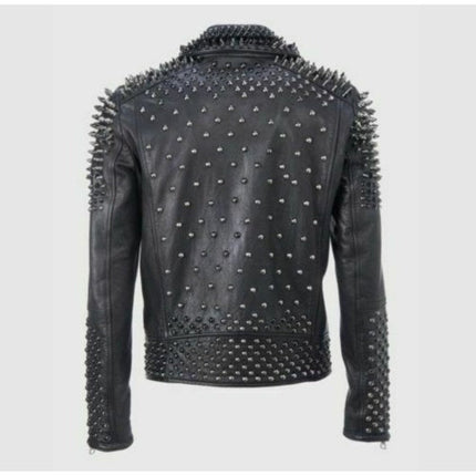 Men Make to Order Rock Punk Studded Jacket, Moto Biker Jacket
