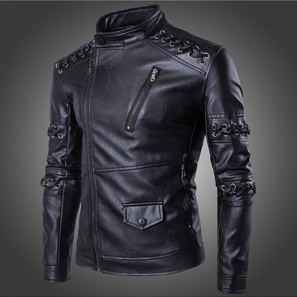 Handmade Men’s Black Leather Motorcycle Jacket, Fashionable street wear jackets