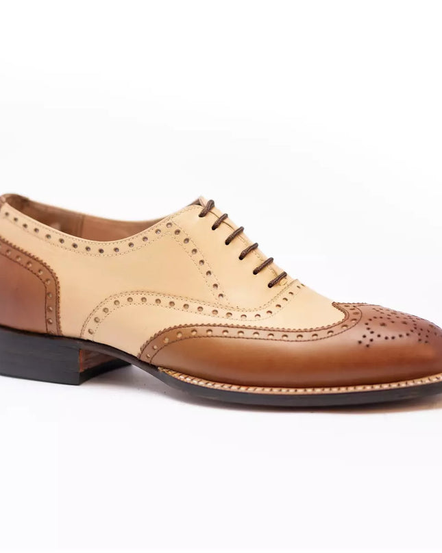 Handmade Mens Two Tone Wingtips Brogue Lace Up Formal Dress Shoes, Men Dress Shoes