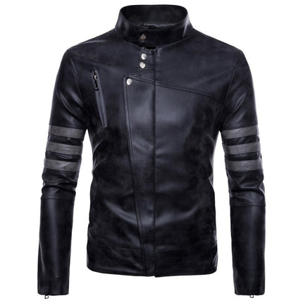 New Handmade Men’s Black Zipper Distressed Faux Leather jacket