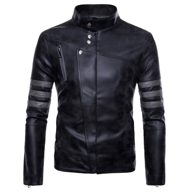 New Handmade Men’s Black Zipper Distressed Faux Leather jacket