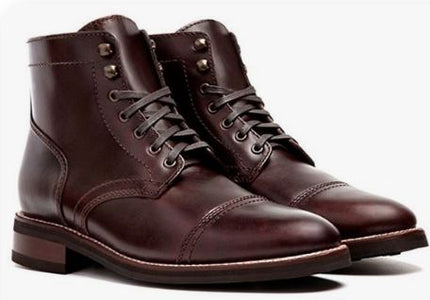 New Men’s Burgundy High Ankle Chukka Lace Up Business Boots, Real Leather Dress Boots