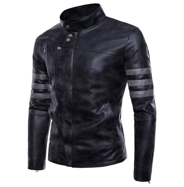 New Handmade Men’s Black Zipper Distressed Faux Leather jacket