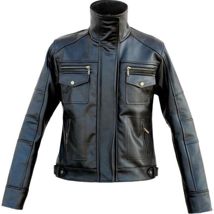 New Handmade Men’s Long Sleeve with Front Snap Pockets and High Collar Jackets