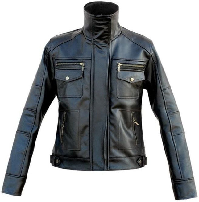 New Handmade Men’s Long Sleeve with Front Snap Pockets and High Collar Jackets