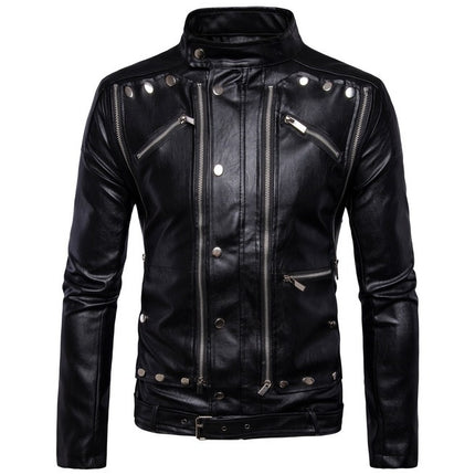 Handmade Mens Black Leather Jacket, Men Black Biker Leather Jacket