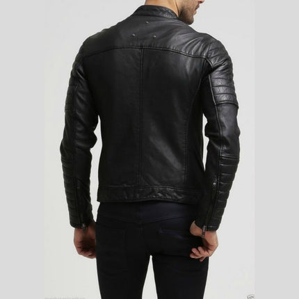 Men Fashion Black Leather Jacket Motorcycle Leather Jacket Biker Jacket