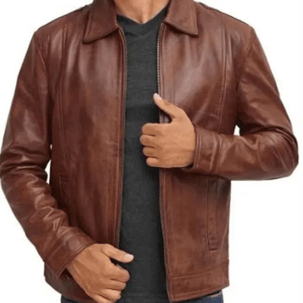 Handmade Brown Biker Jacket For Men, Mot Leather Coat Jacket For Men