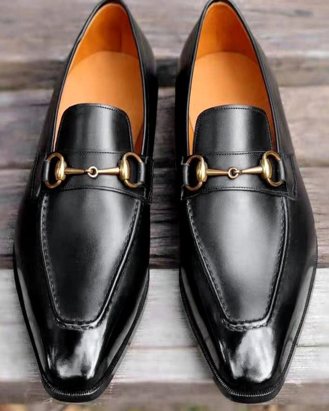 New Handmade Black Pointed Toe Shoes, Leather Men Moccasins Black Office Shoes