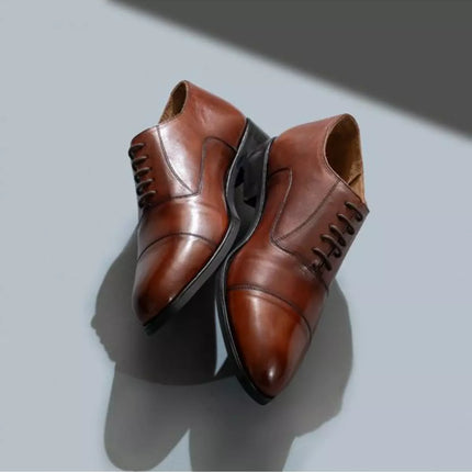 Handmade Men Tan Brown Dress Shoes, Men Brown Leather Lace up Oxfords Shoes