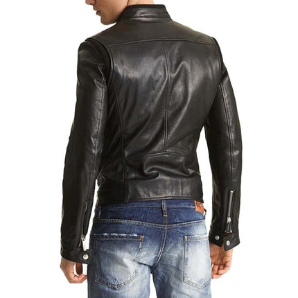 Mens Biker Leather Jacket, Slim Fit Leather Jacket Mens, Men Fashion Jacket