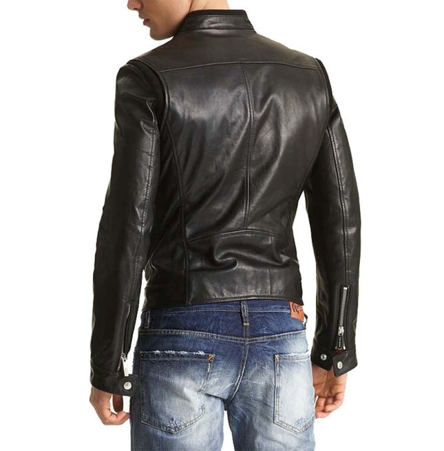 Mens Biker Leather Jacket, Slim Fit Leather Jacket Mens, Men Fashion Jacket