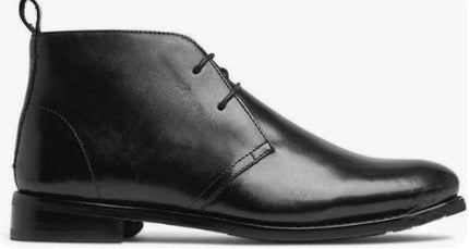 New men Black chukka lace up low ankle leather dress boot, formal boot, business boots