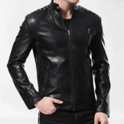 Men’s Handmade Fashion Leather Biker Jacket in Black Color