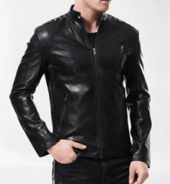 Men’s Handmade Fashion Leather Biker Jacket in Black Color