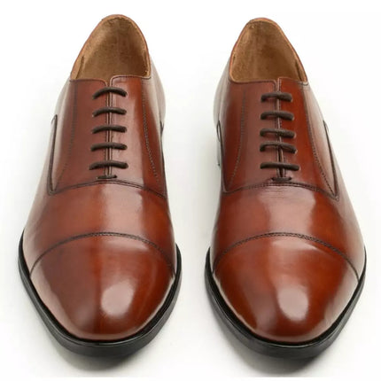 Handmade Men Tan Brown Dress Shoes, Men Brown Leather Lace up Oxfords Shoes