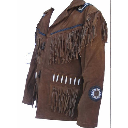 Western Leather Jacket Wear Fringes, Men Cowboy Suede Leather Jacket