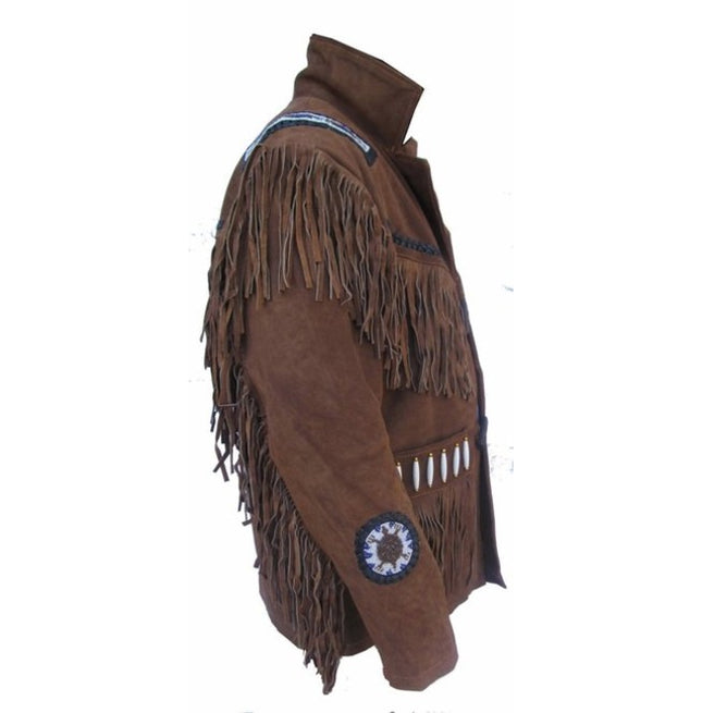 Western Leather Jacket Wear Fringes, Men Cowboy Suede Leather Jacket