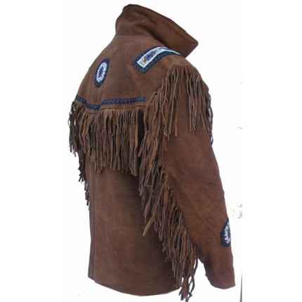 Western Leather Jacket Wear Fringes, Men Cowboy Suede Leather Jacket