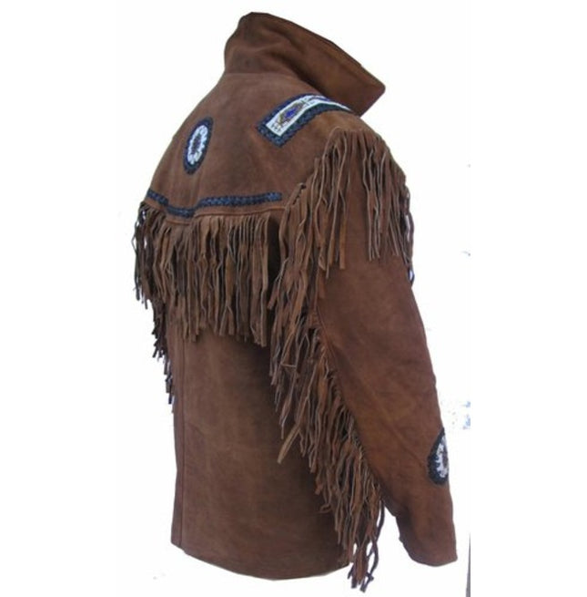 Western Leather Jacket Wear Fringes, Men Cowboy Suede Leather Jacket