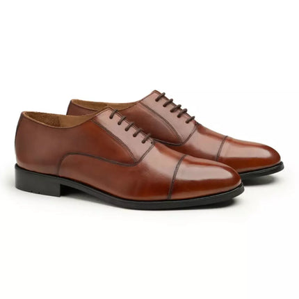 Handmade Men Tan Brown Dress Shoes, Men Brown Leather Lace up Oxfords Shoes