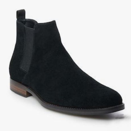 Handmade Men’s Black High Ankle Chelsea Dress Office Boots, Real Suede Ankle Business Boots