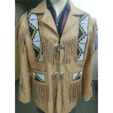 Mens Cowboy Suede Leather Jacket Western Coat Fringes, Cowboy Jacket Men