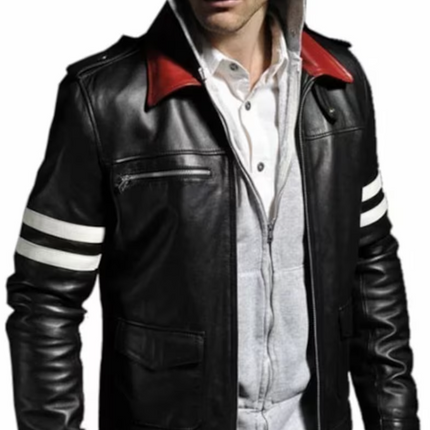Handmade Men Alex Mercer Stylish Embroidery Leather Jacket, Casual Fashion Jacket