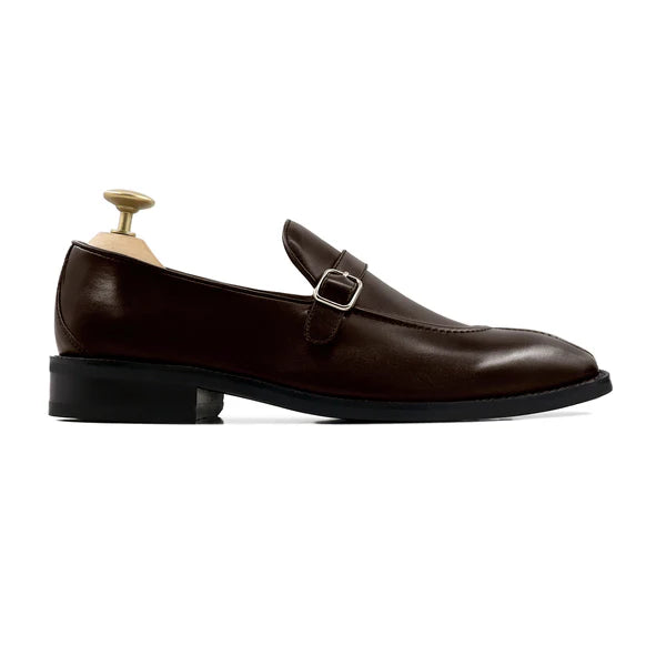 Handmade Men Dark Brown Monk Moccasins Whole Cut Dress Shoes, Slip Ons Loafers