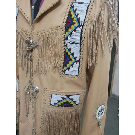 Mens Cowboy Suede Leather Jacket Western Coat Fringes, Cowboy Jacket Men