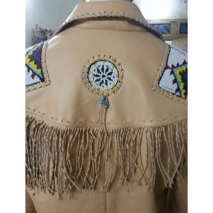 Mens Cowboy Suede Leather Jacket Western Coat Fringes, Cowboy Jacket Men
