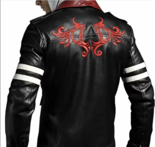 Handmade Men Alex Mercer Stylish Embroidery Leather Jacket, Casual Fashion Jacket